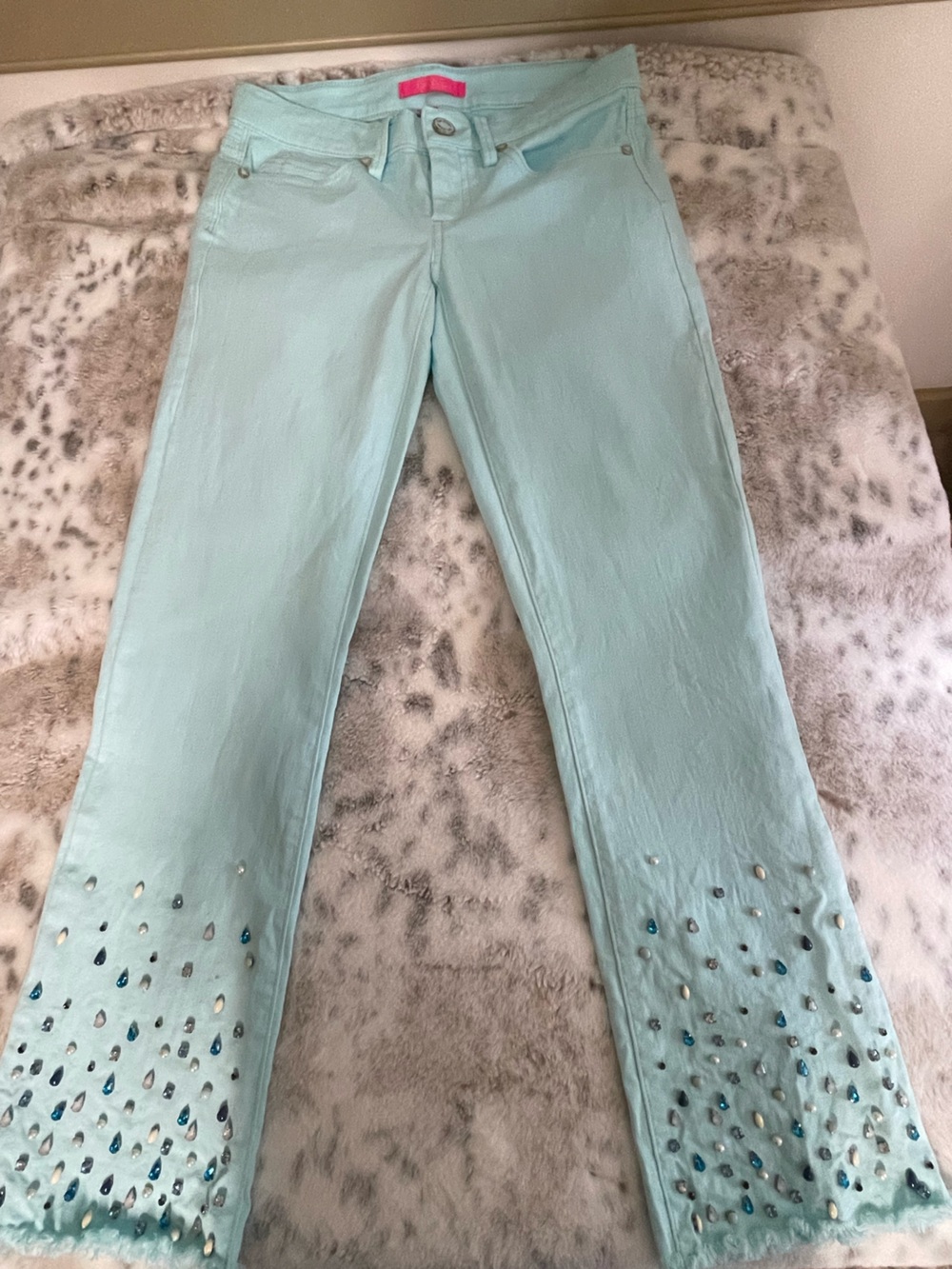 Lilly Pulitzer Light Turquoise Embellished Women’s Stretch Pants